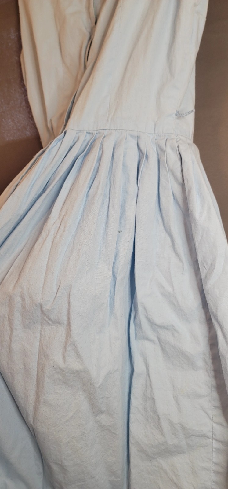 Vintage 1950s Betty Barclay Fit and Flare Dress Blue & white Embroidery Sz XS