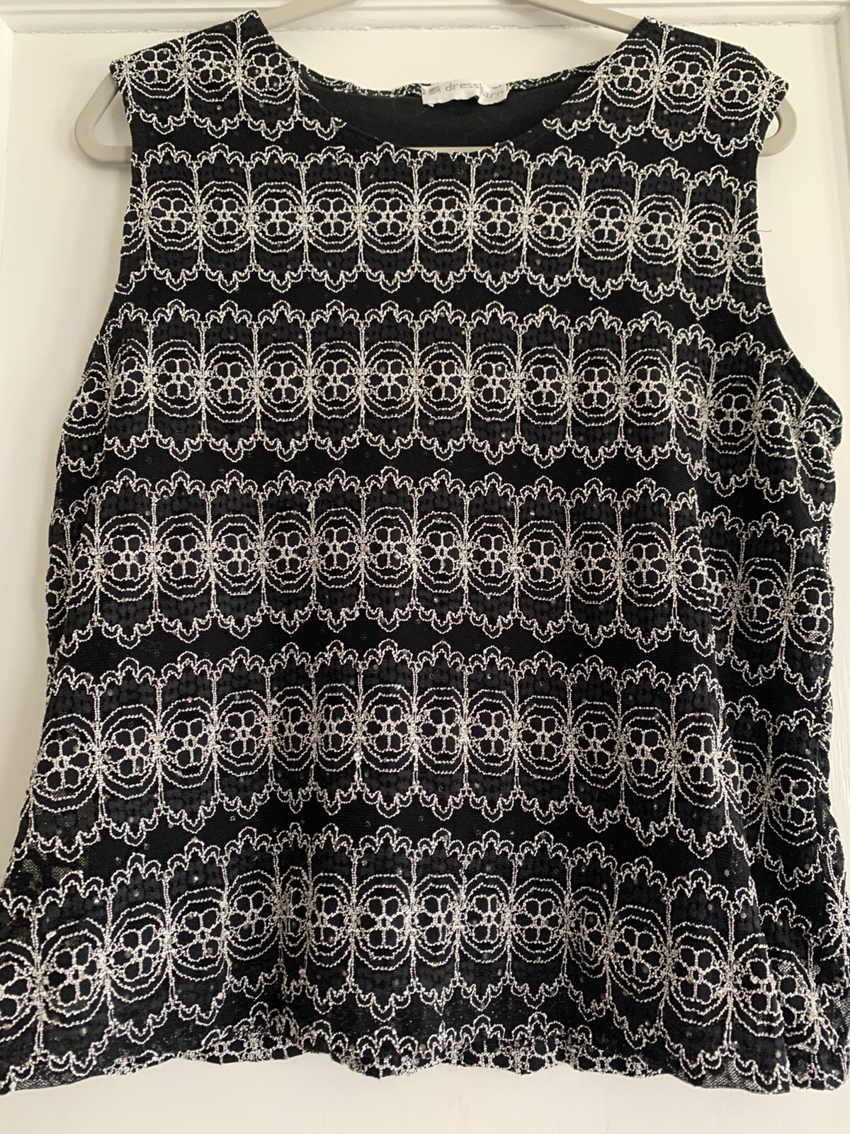 Vintage Dress Barn Sleeveless Blouse 1X Bling Evening Floral Pattern Sequins