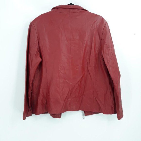 Vintage Midnight Velvet Jacket Faux Leather Moto Biker Zip Up Insulated Red XL