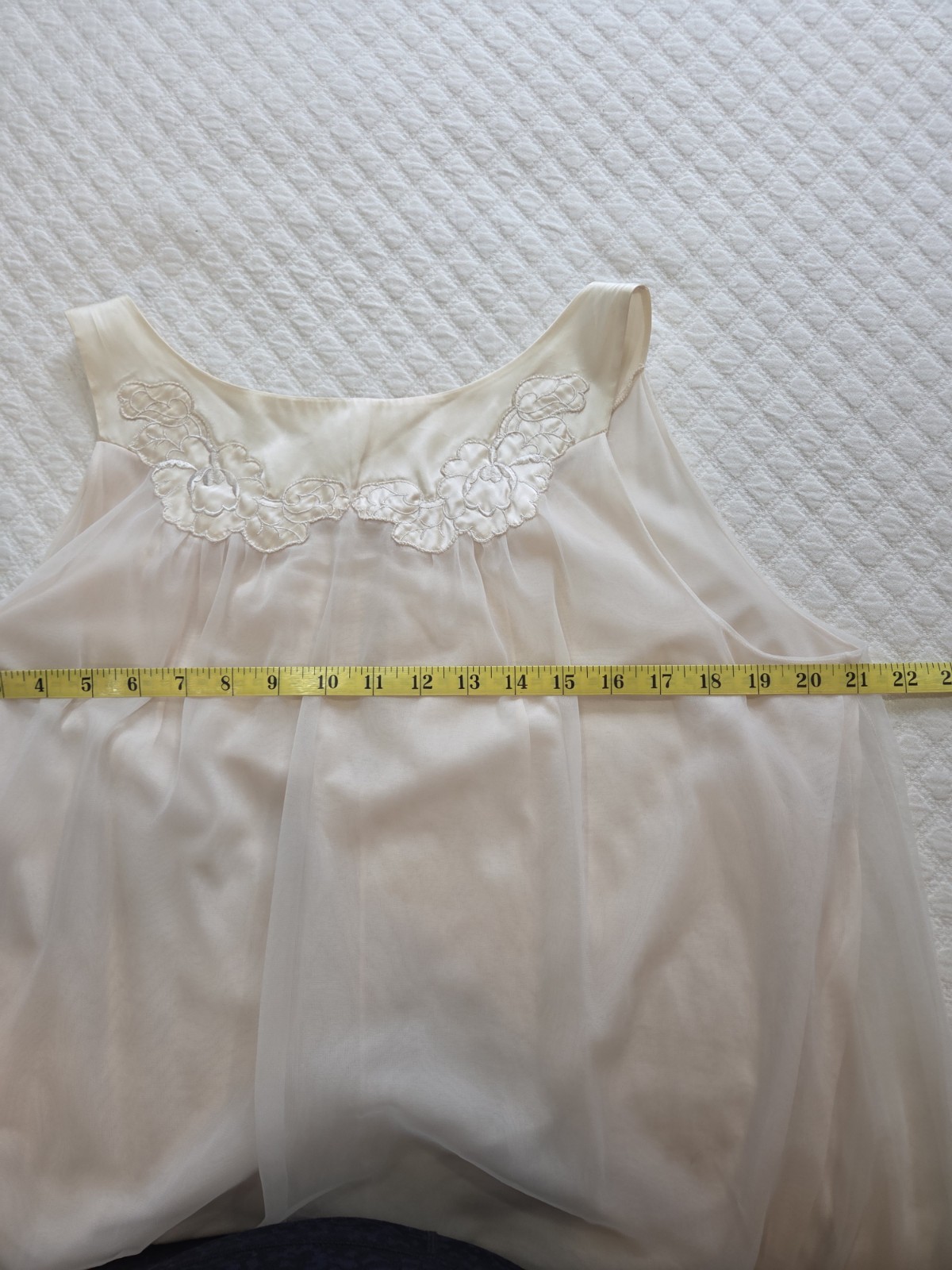 60s Gossard Artemis Butter Cream Nylon Chiffon Sheer Swing Nightgown Chemise