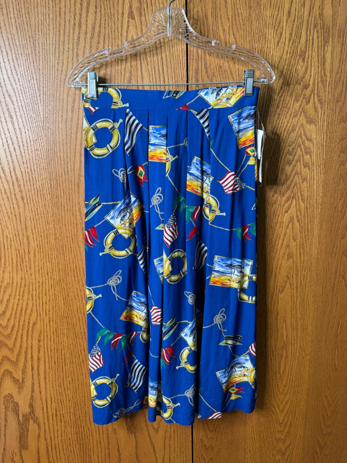 Vintage Alfred Dunner Nautical Anchor Sailor RAYON SKIRT Size 12 Crowleys NWT