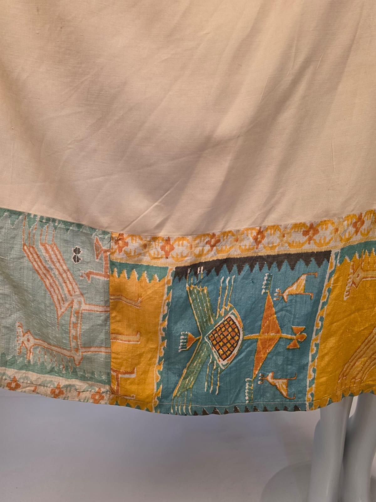 UNUSUAL 1920’S NATIVE AMERICAN INFLUENCE PRINT SILK SHANTUNG PONCHO DRESS
