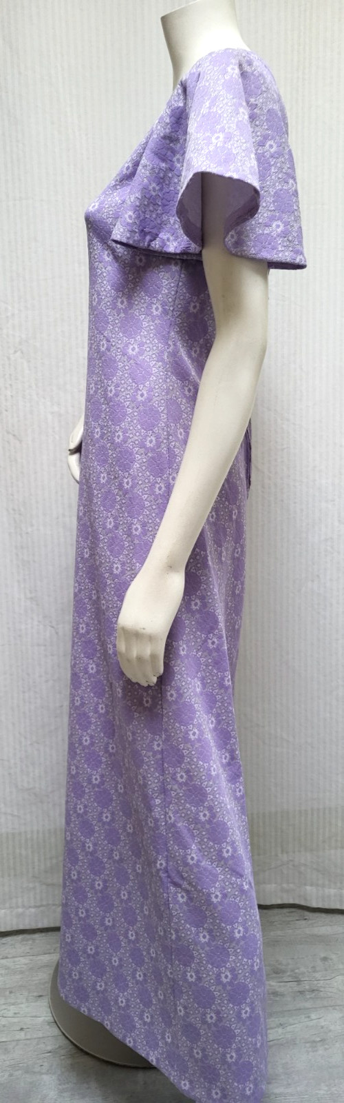Vintage 1960s Purple & Silver Lurex Double Knit Maxi Dress – Size S/M – EUC