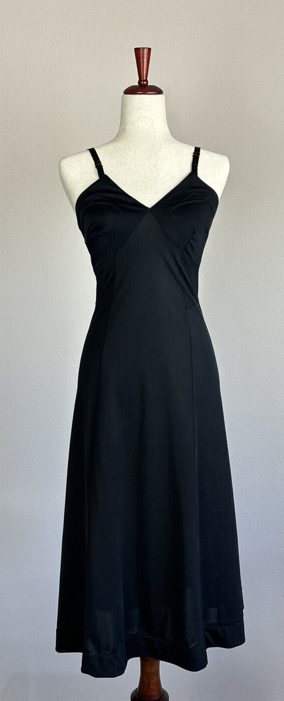 Vintage Textron Slip Womens 32/12 Tall Black Midi Adjustable Straps