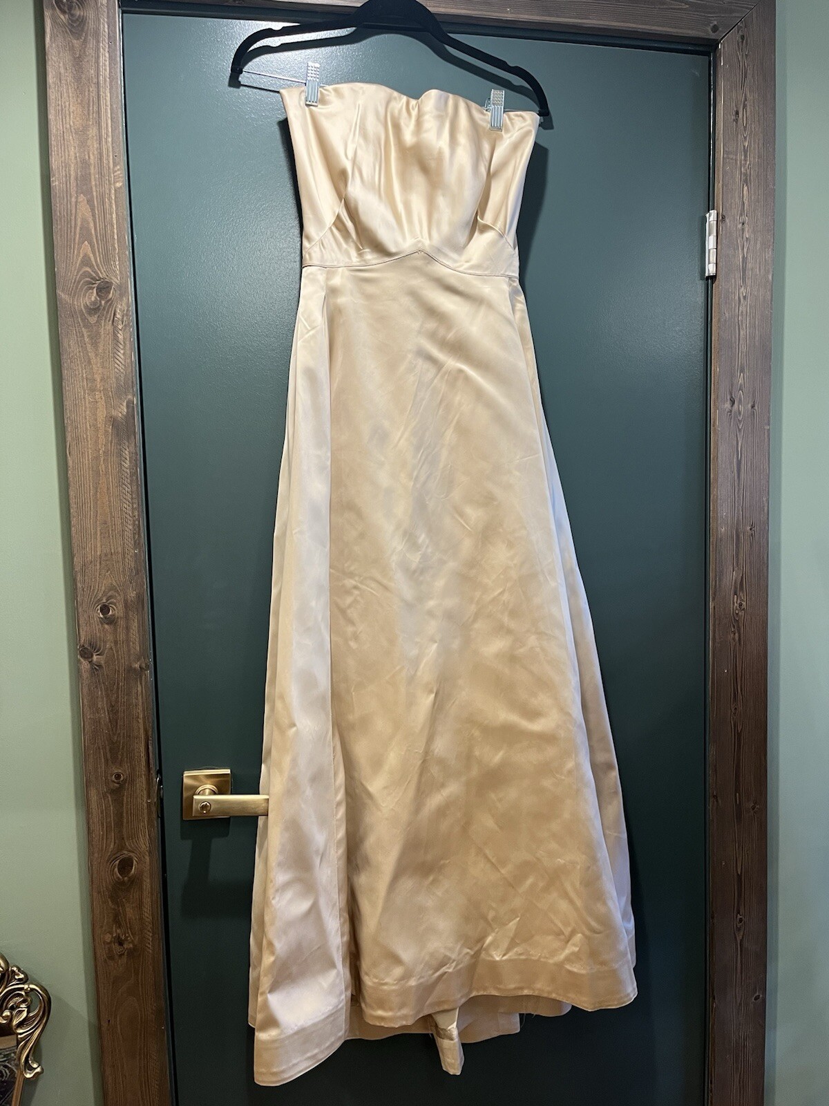Vintage 1960s Champagne Satin Strapless Wedding Gown, XS