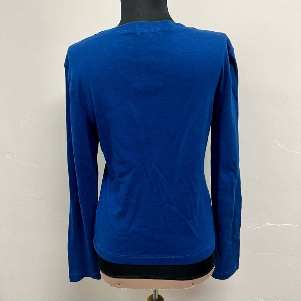 NWOT eyeshadow blue top with bling cat sz L vintage Y2K Long sleeves 100% Cotton