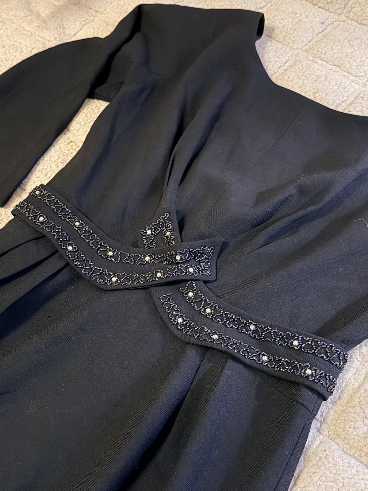 Vintage 50s Brown Dress Original Label Black Rayon Crepe Dress NYNCO Zipper Sz M
