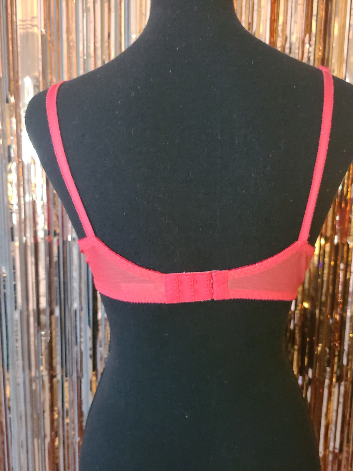 VTG Maidenform Chantilly Bra 36B Red Nylon & Lace Unlined Underwire Style 7329