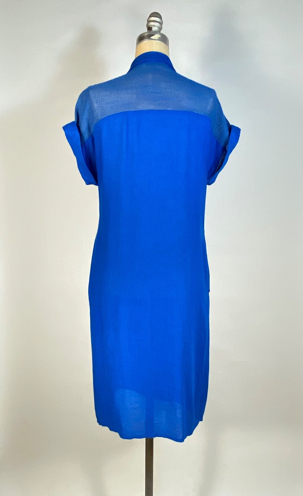 Vintage 1980’s- 90’s COBALT blue lightweight rayon/flax blend dress by Chenelli