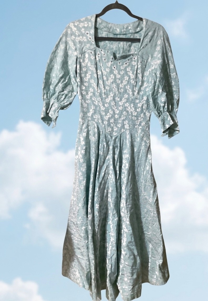 Vintage 1950s Light Blue Floral Dress ( AS IS )