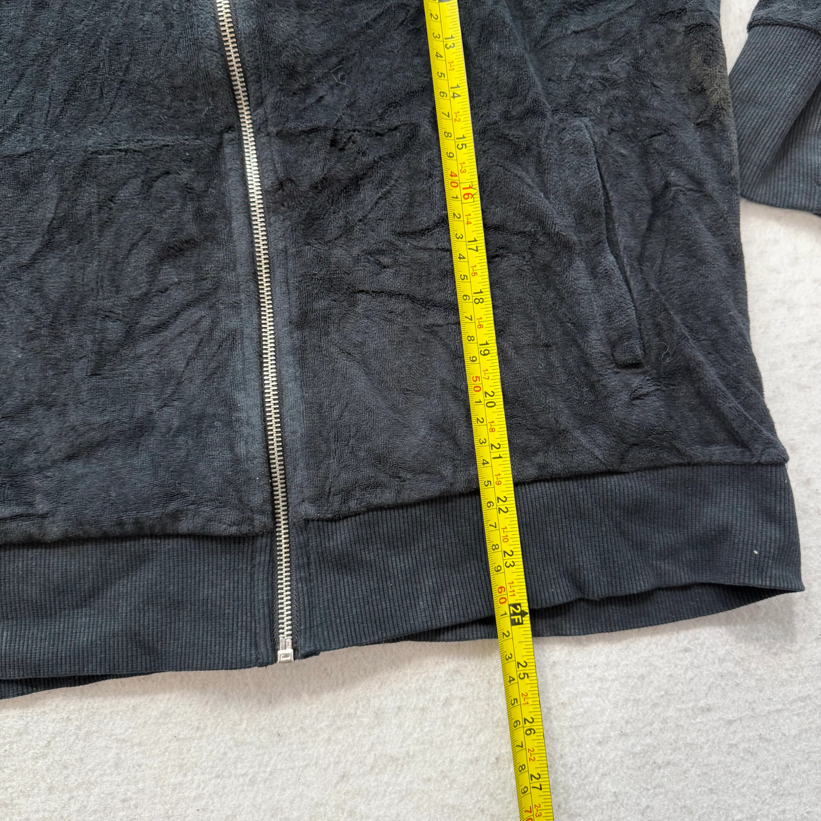 Bebe Women’s Black Velour Full Zip Track Jacket Mock Neck Pockets Logo Size L