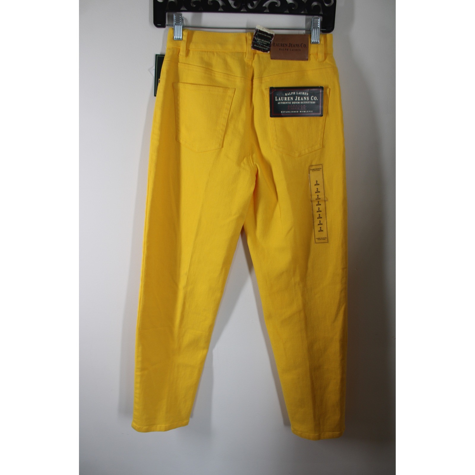 Vtg NWT Lauren Ralph Lauren 2P Yellow Jeans Classic Fit High Rise Stretch Denim