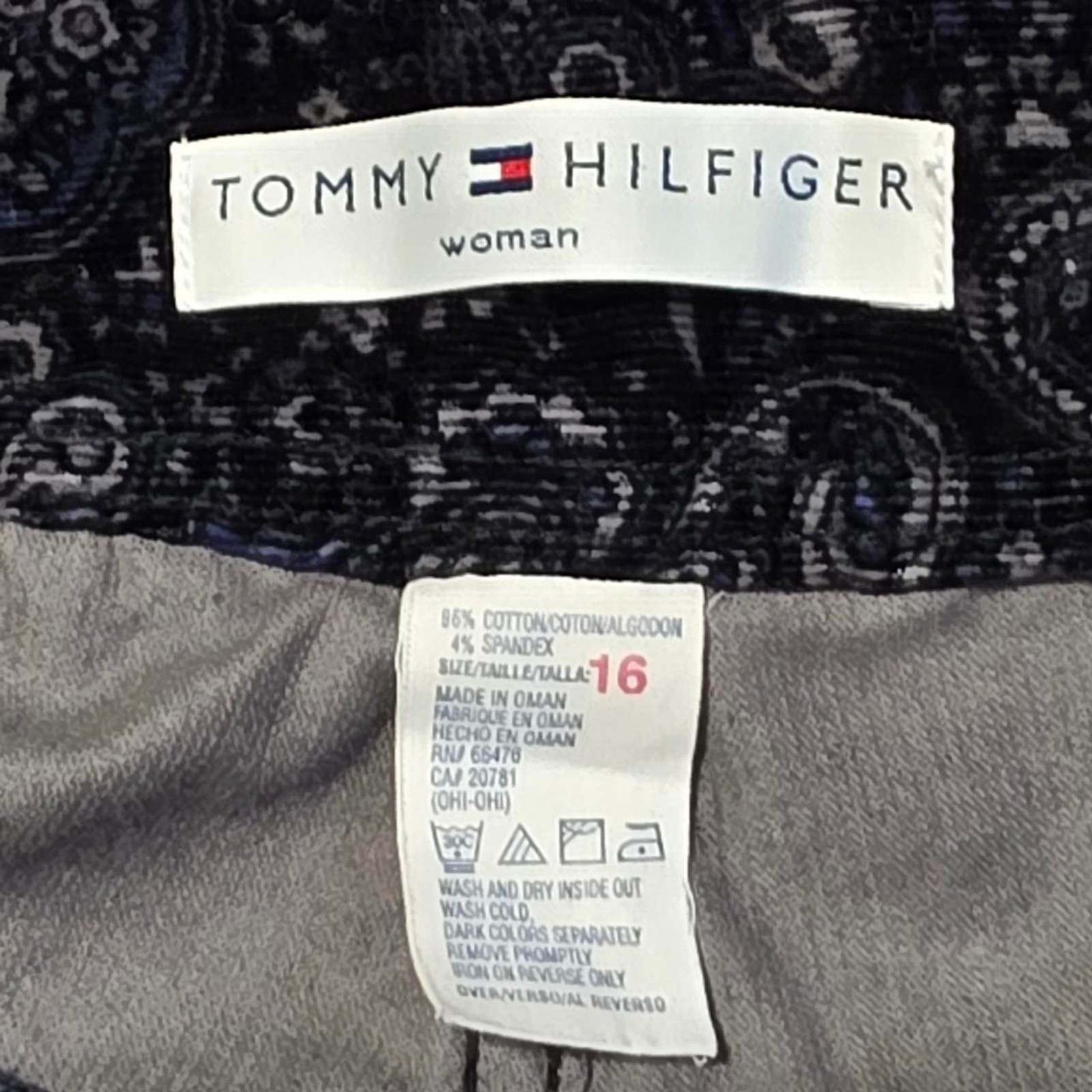 Tommy Hilfiger corduroy paisley flare/wide leg pants women’s size 16 y2k era