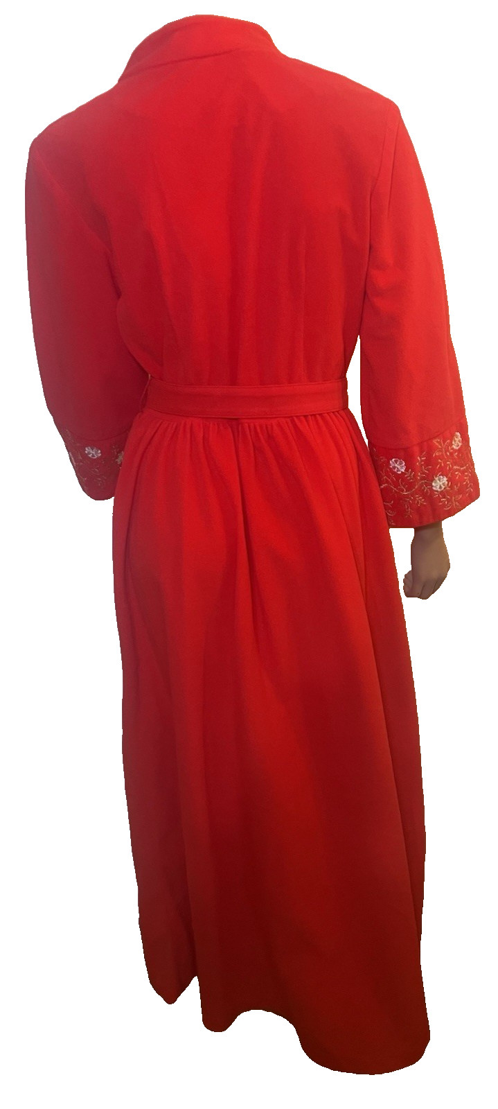 VTG LOUNGE CRAFT 60s Red Hostess Pajamas Loungewear Buckle Gold Embroidery S