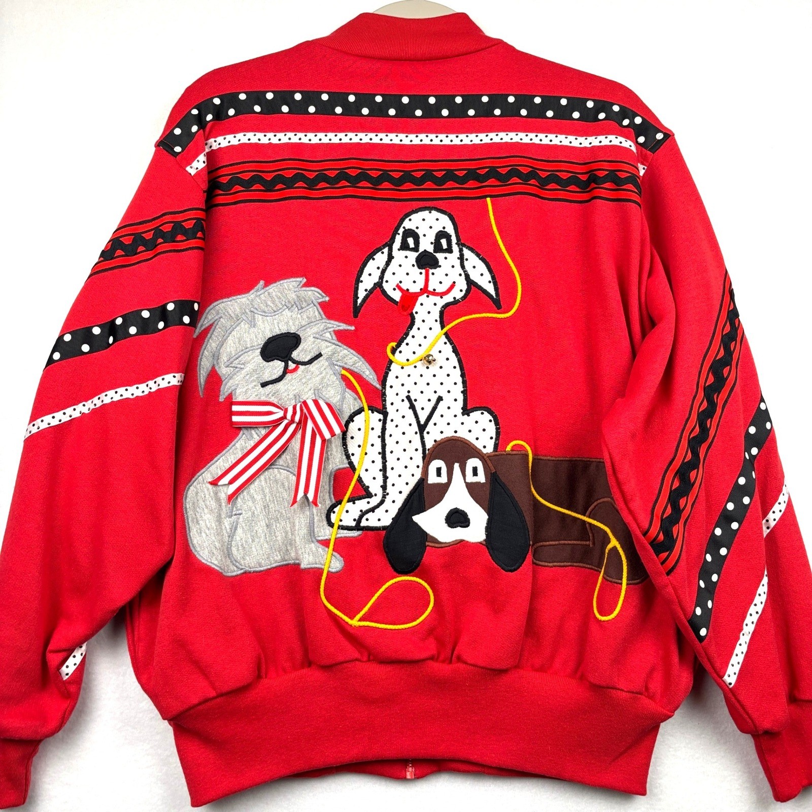 Southern Stitches Sweatshirt Womens Large Vintage Dog Applique Zip Jacket USA