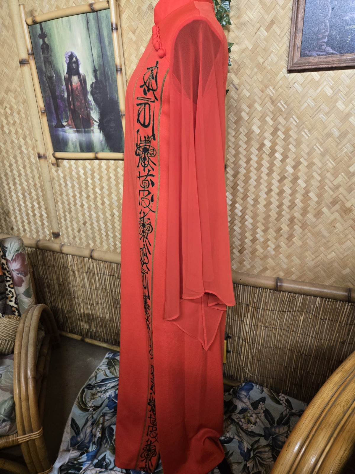 Vintage Alfred Shaheen Asian Inspired Hawaiian Maxi Aloha Dress w1256