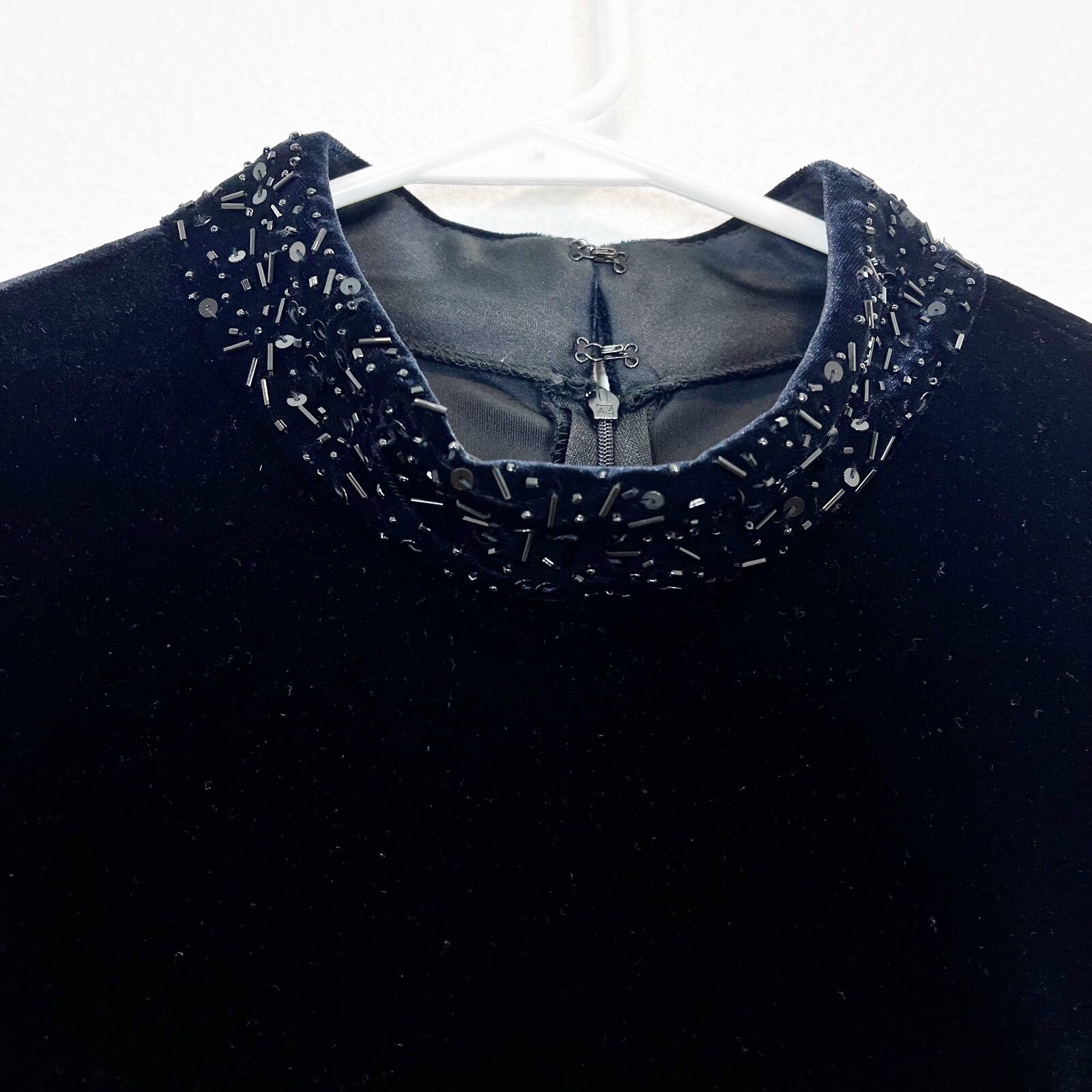 Jumpsuit Black Faux Velvet Top Belted Beaded VTG New By JR Nites Holiday 14