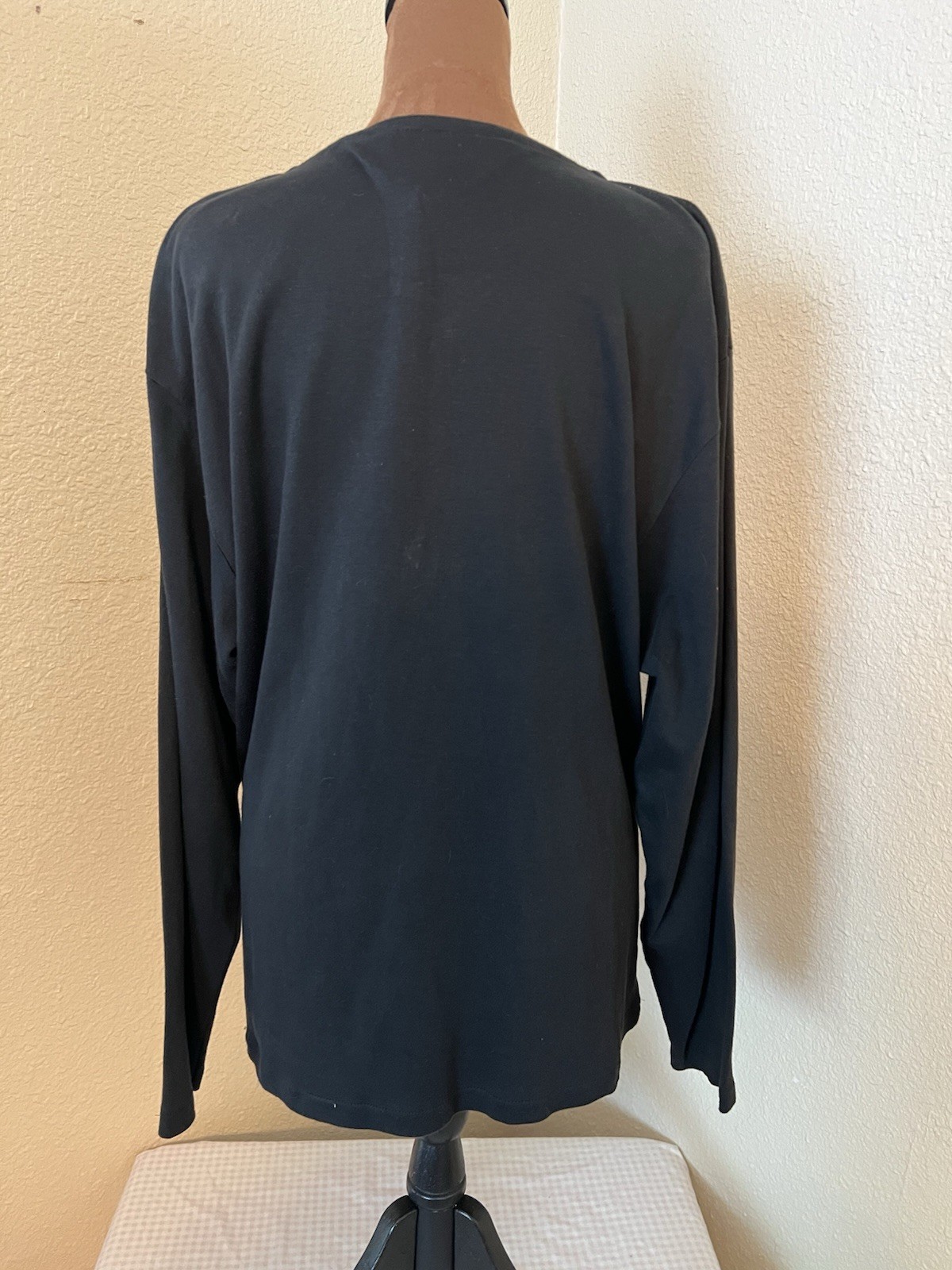 Vintage 80’s I.B Diffusion Black Beaded Long Sleeve Cotton Top Women’s L