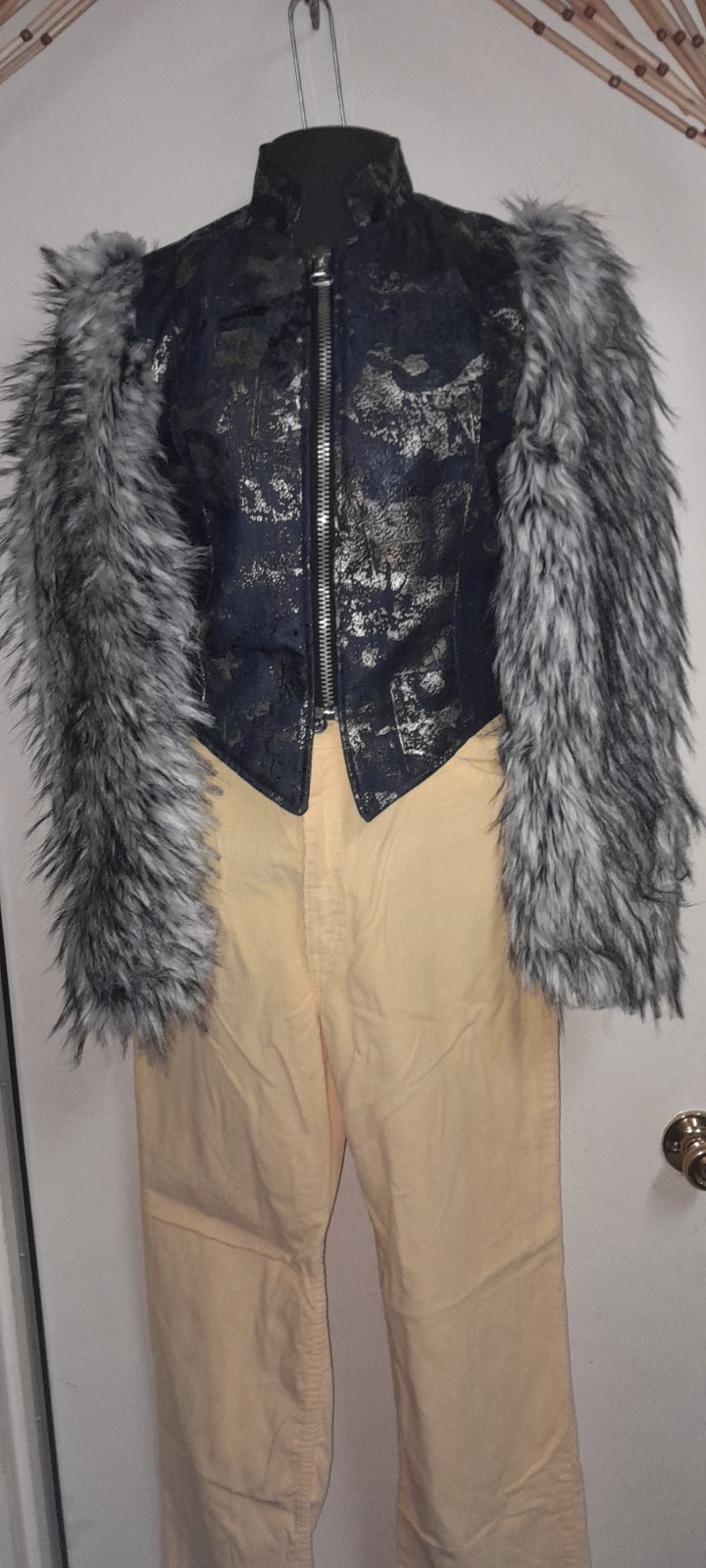 Vtg 90s Y2K RARE 2000s Custom Costume Disney Channel? Fur Rock Glam Stage Jacket