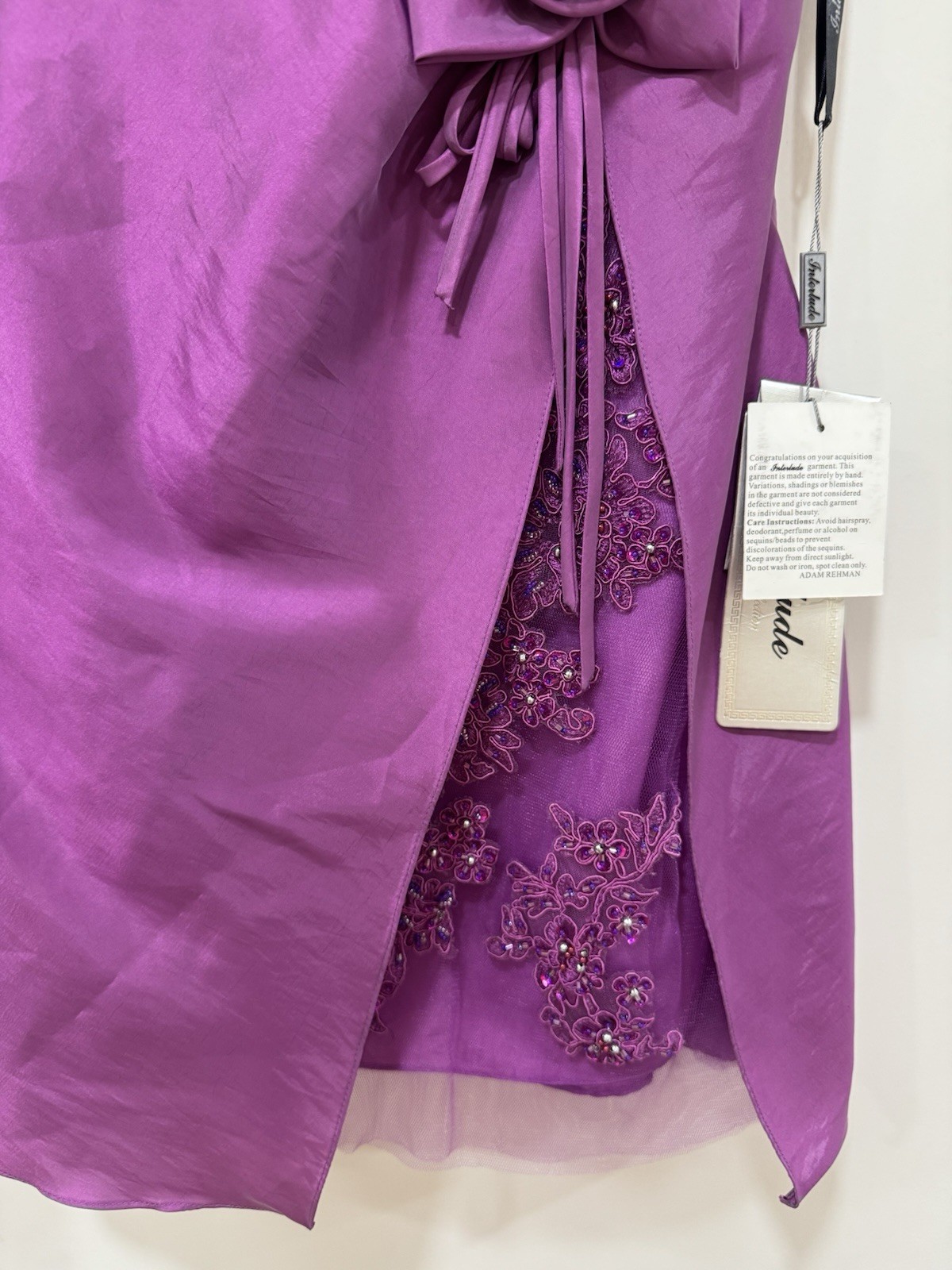 NWT Vintage Interlude USA Beaded Flower Purple Mini Evening Dress Size 6 Small