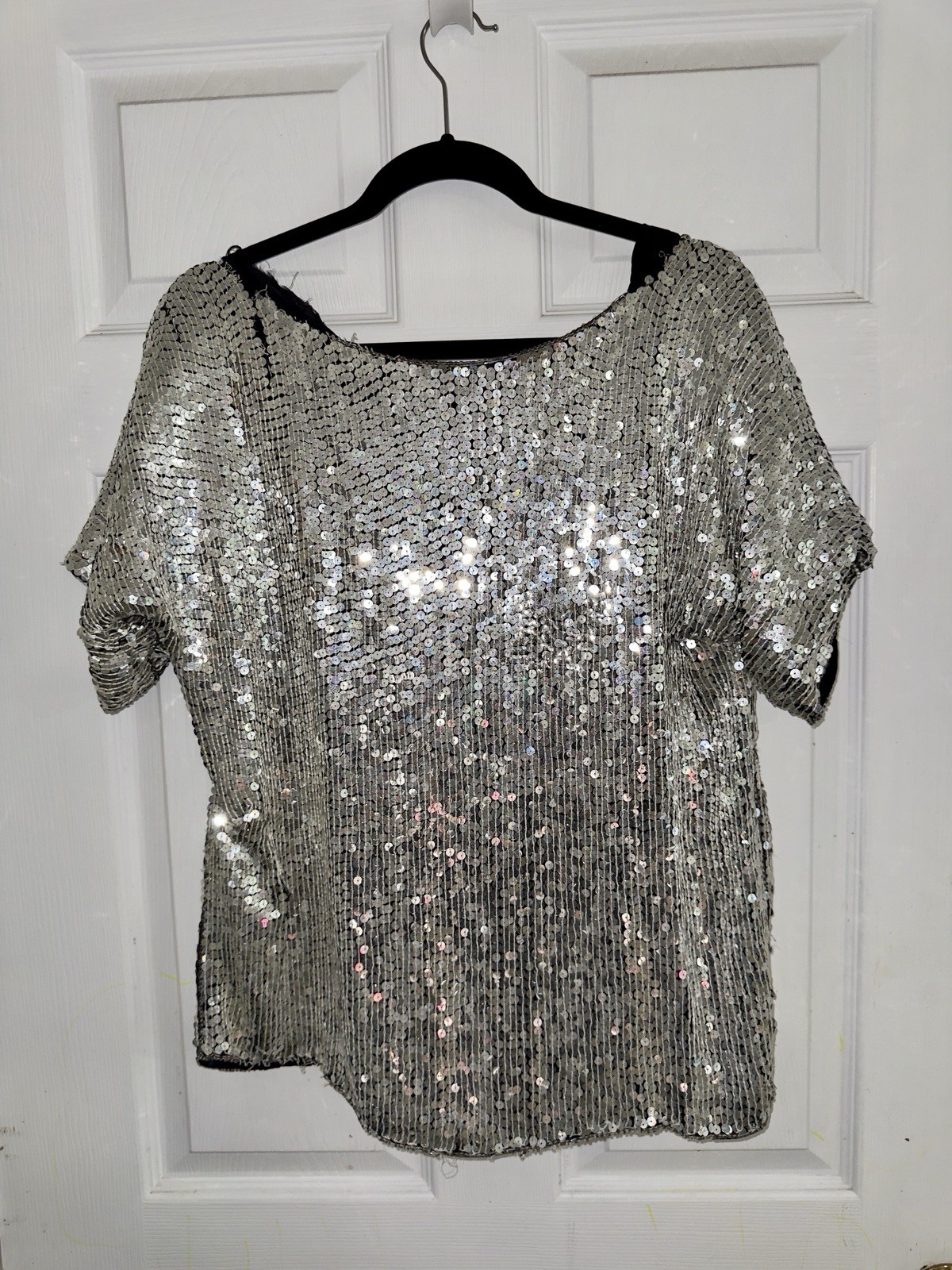 Vintage Joseph Le Bon Silver Sequin Disco Top – Medium (as is)