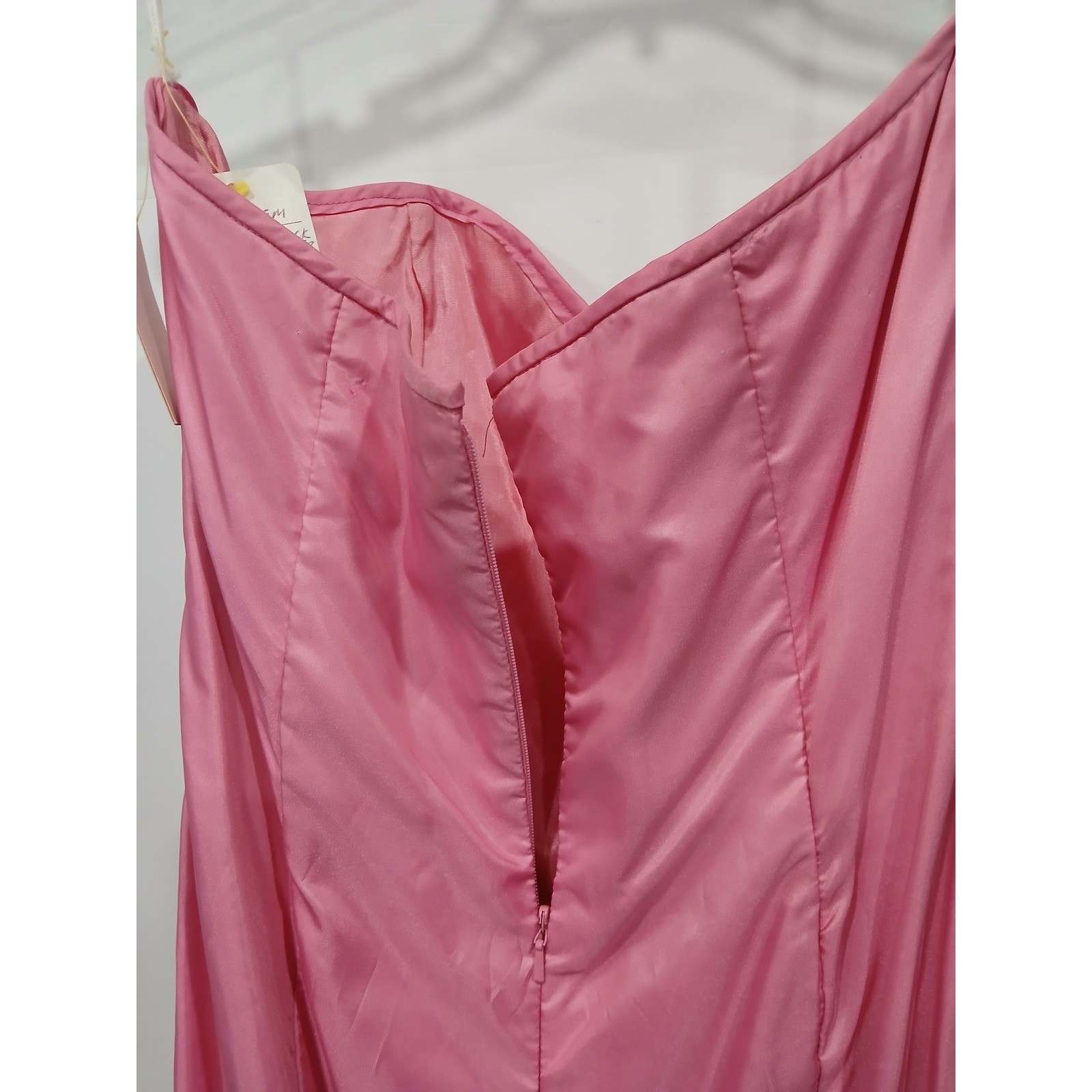Vintage Jessica McClintock Gunne Sax Pink Strapless Ruched Bustle Gown 11/12