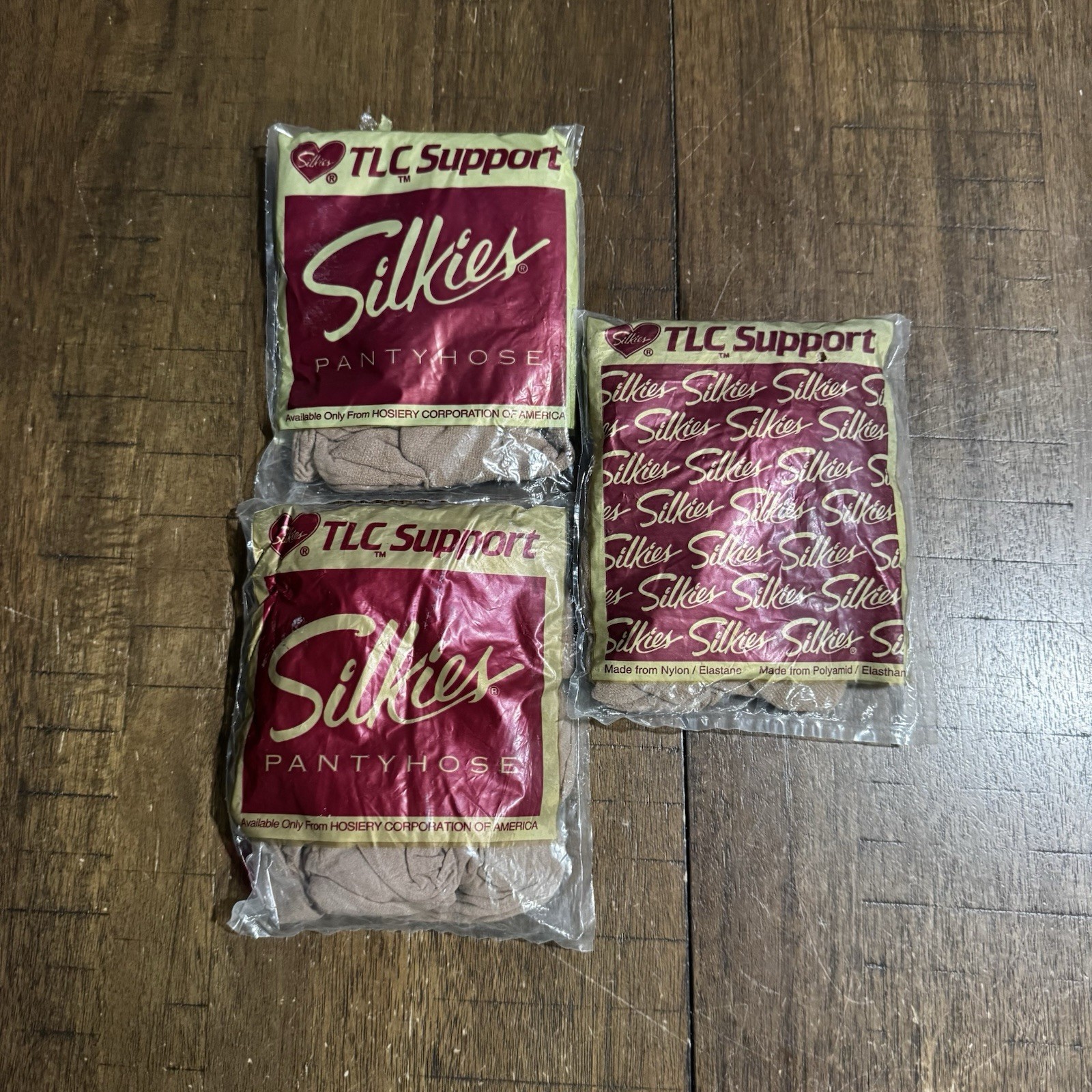 3 Vtg Silkies Total Leg Control Pantyhose XL Queen Nude 251 Made USA New Sealed