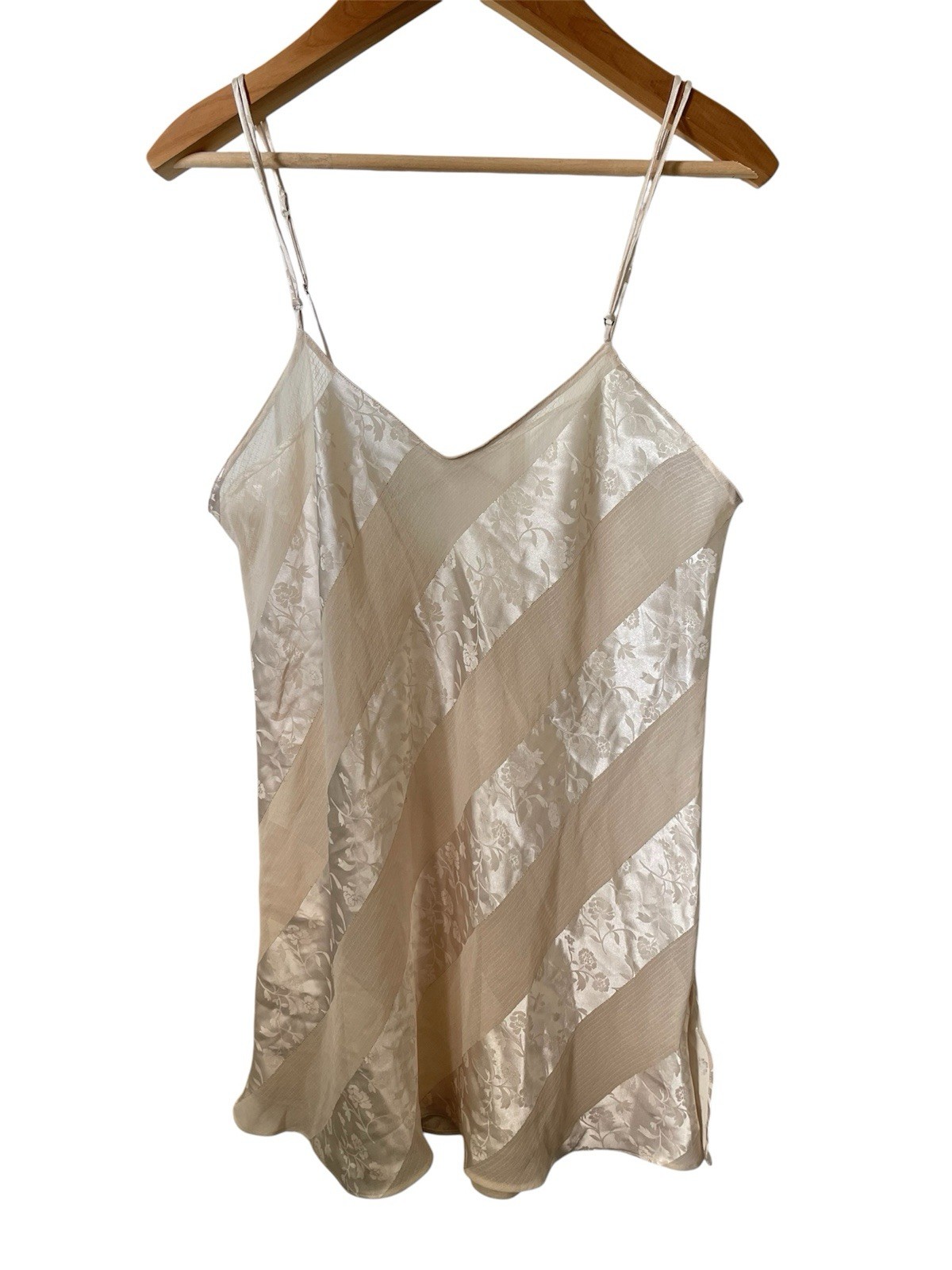Vintage Dentelle Slip Dress Cream Floral Sheer Size 1X
