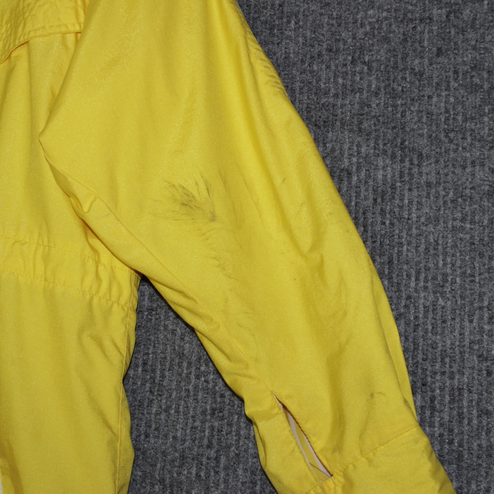 J Gallery Windbreaker Jacket Women M Yellow Hooded Lace Up Mariner Shoulder Pads