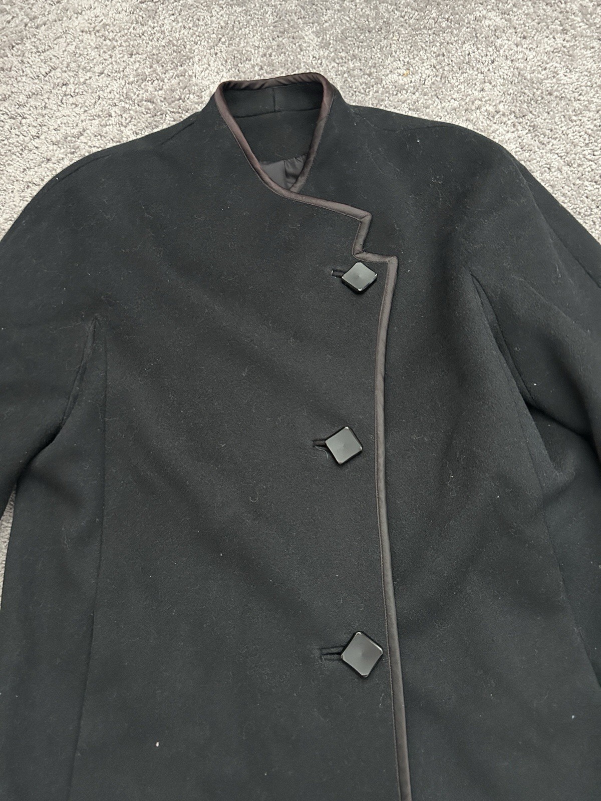 Vintage Sandra Rhodes Women’s Wool Asymmetrical Winter Coat Black Neiman Marcus
