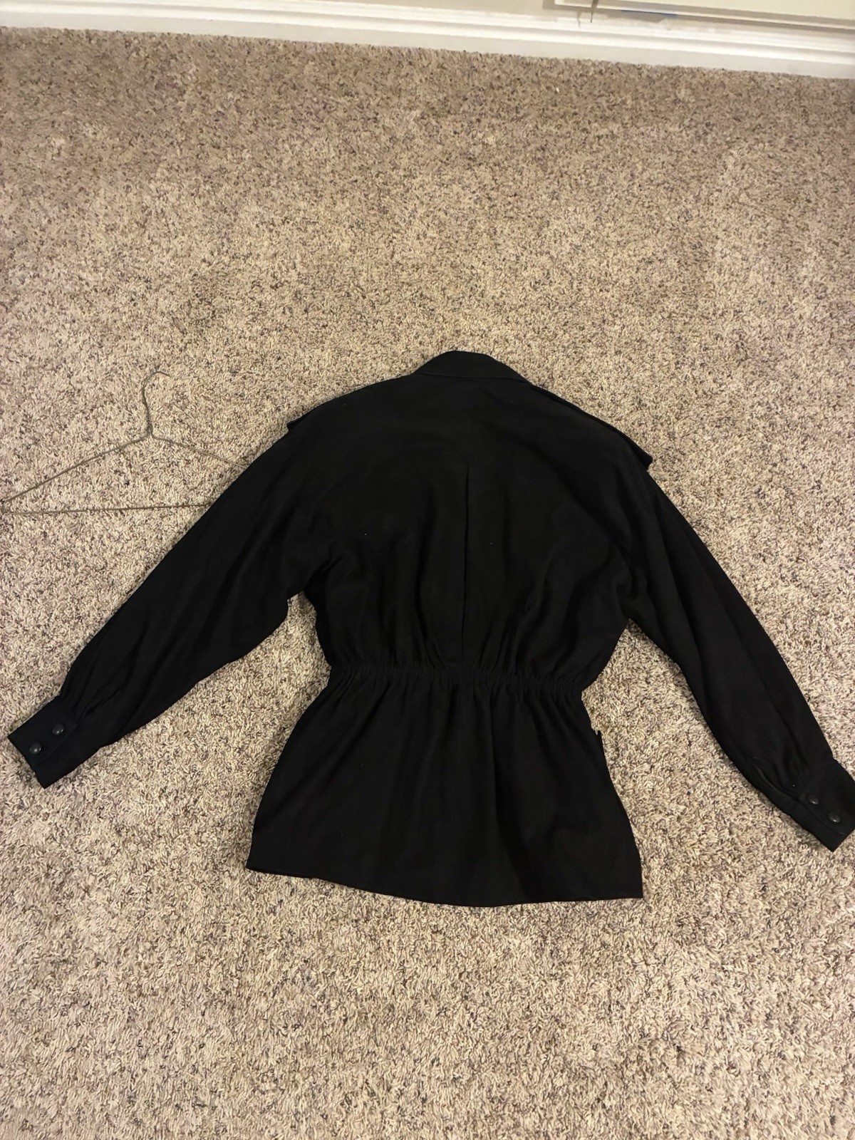 Vintage 1980s Vakko Black Suede Jacket Women’s Small Shoulder Pads Button Close