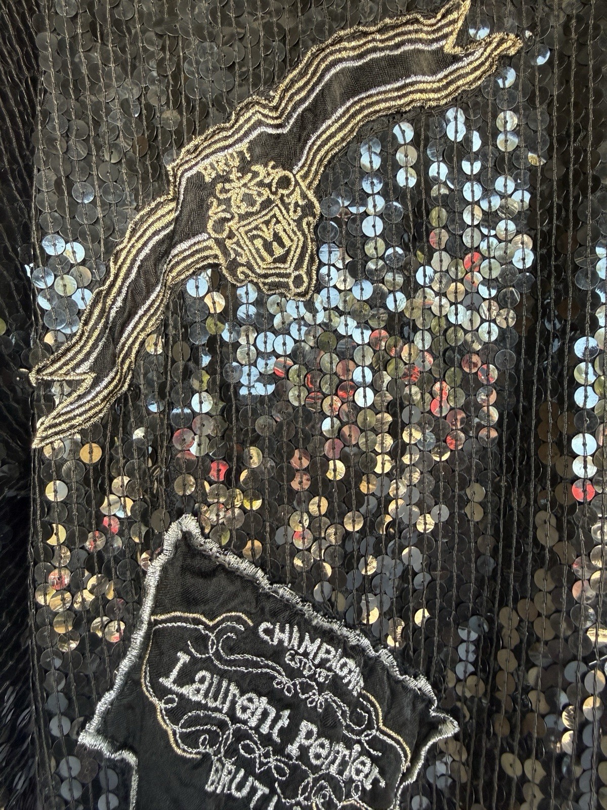 Vintage 80s MODI Silk Sequin Womens Jacket Champagne Label Size M Glam Maximalis
