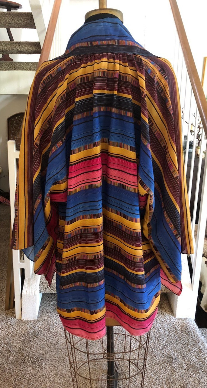 Rare! Phyllis Sues Original Designer sheer Artsy Chic Elegant Striped Vibrant Co