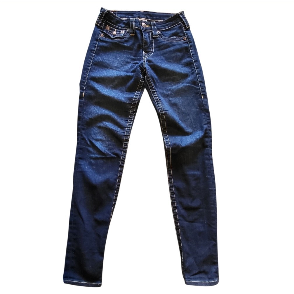 Vintage True Religion Dark Blue Y2K Detailed Pockets Skinny Jeans Women’s Sz 27