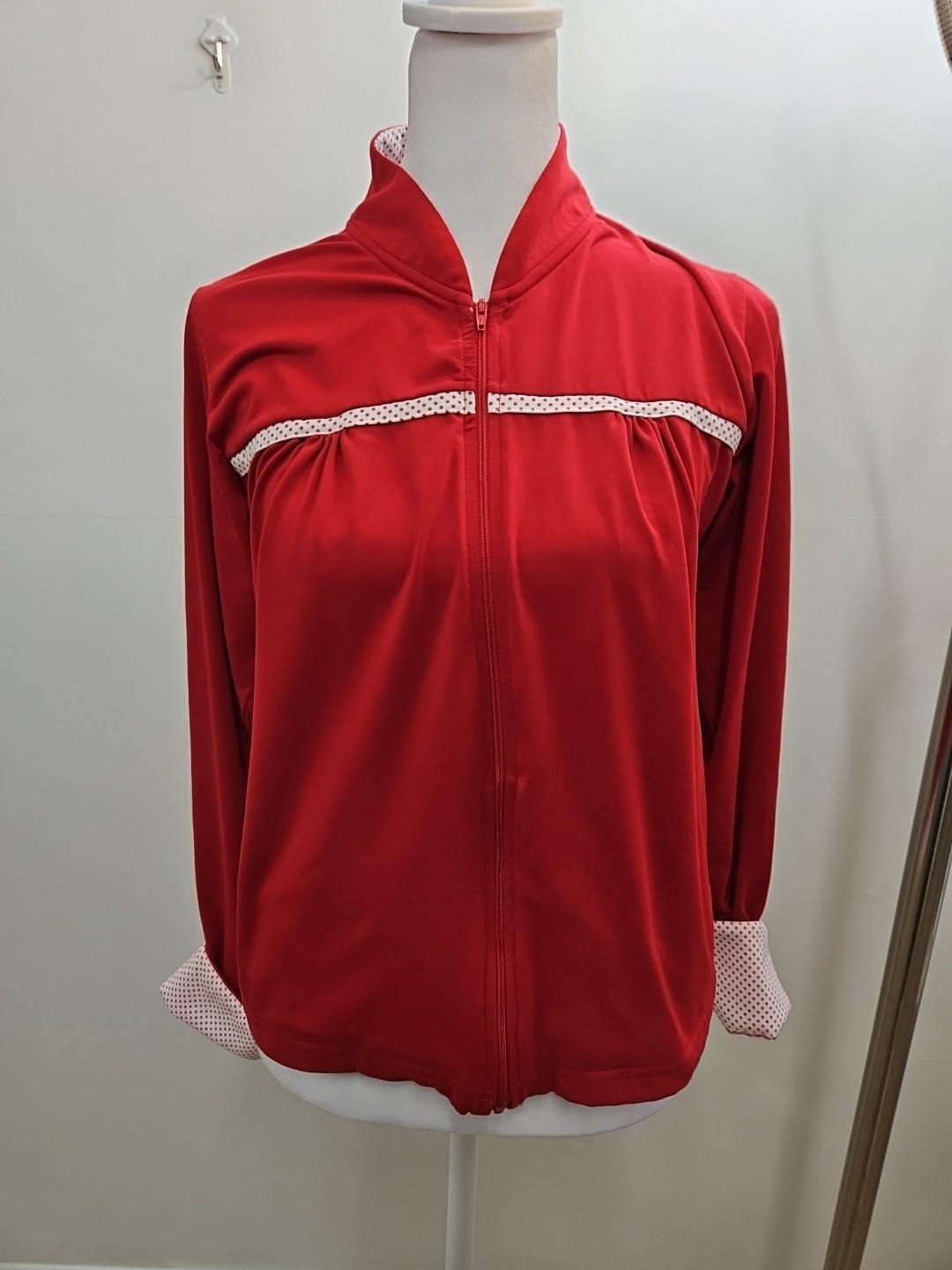 Vintage Red White Track Jacket Size Medium W Polka Dots Lily’s Of Beverly Hills