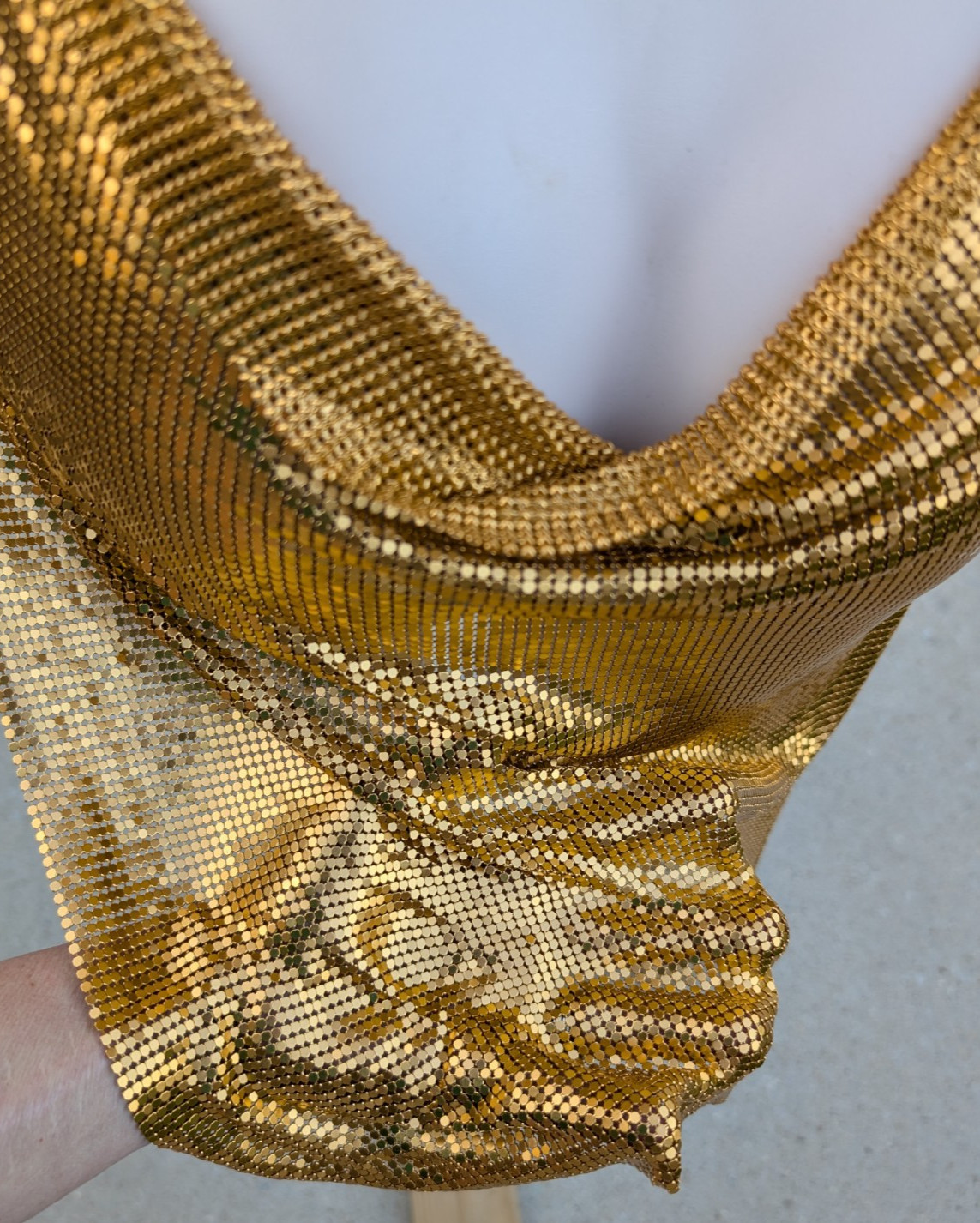 Authentic Vintage Studio 54 Dress Liquid Gold Seamless Mesh Chainmail Metal