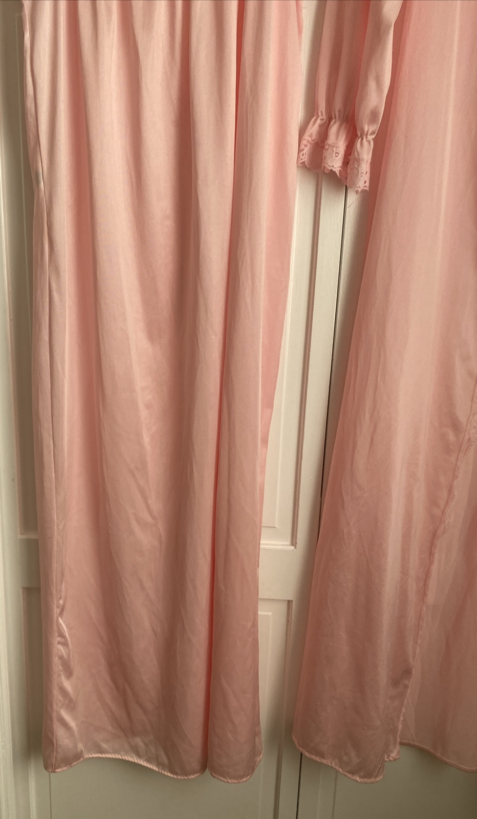 Vintage Glencraft Nylon w/ Lace Peignoir SET Long Nightgown Robe Lingerie Medium