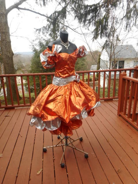 VINTAGE 1980s 80s prom dress TOTAL WILD CHILD METALLIC S rare piece