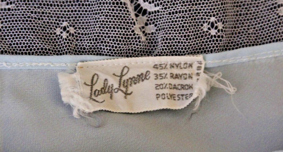 Vintage 1980s Lady Lynne Powder Blue Crepe Full Slip, Size 36-38