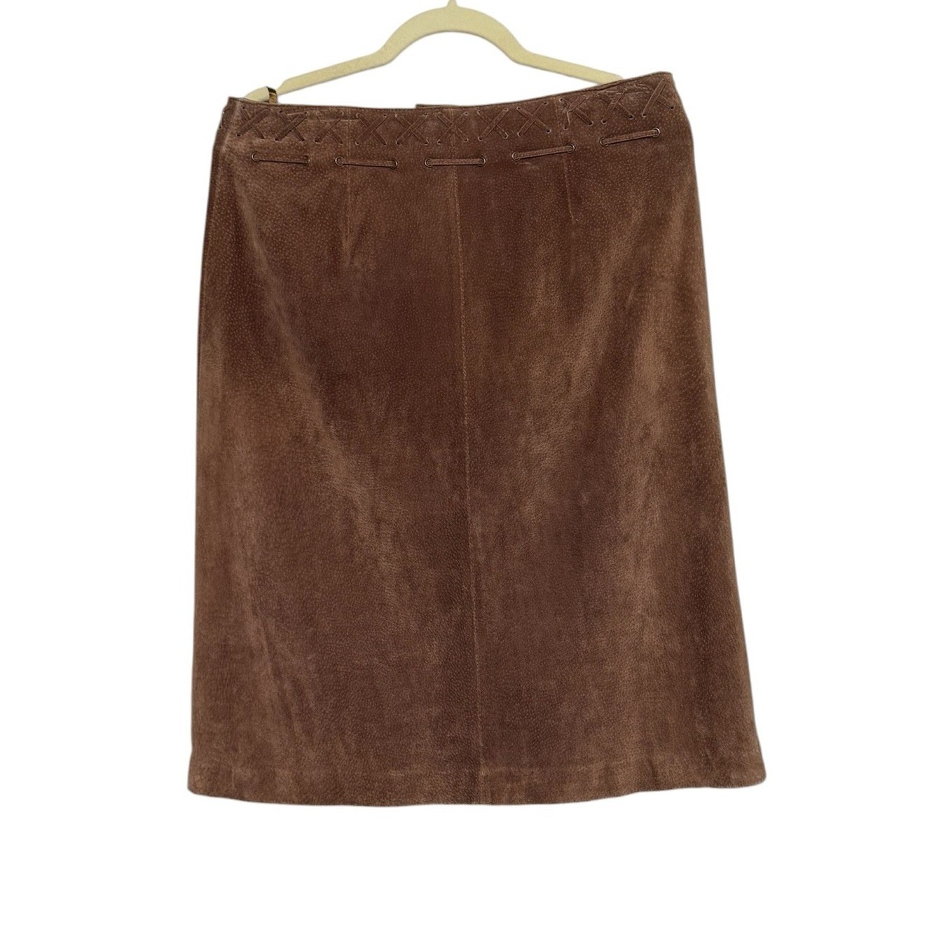 AMI NWT Vintage Leather Suede Skirt Size 10 Brown Western Coastal Cowgirl Fall