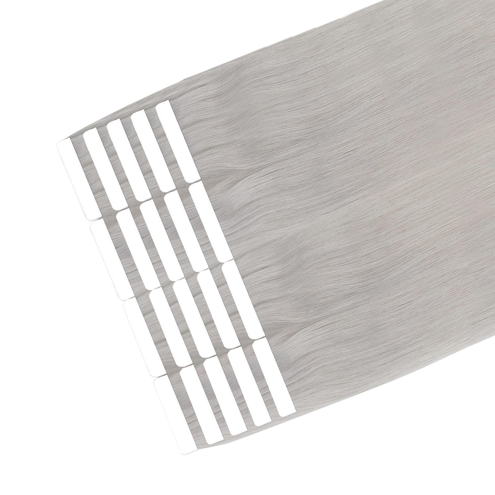 Sixstarhair Remy Human Hair Tape-in Extensions Silver Gray Silky Straight