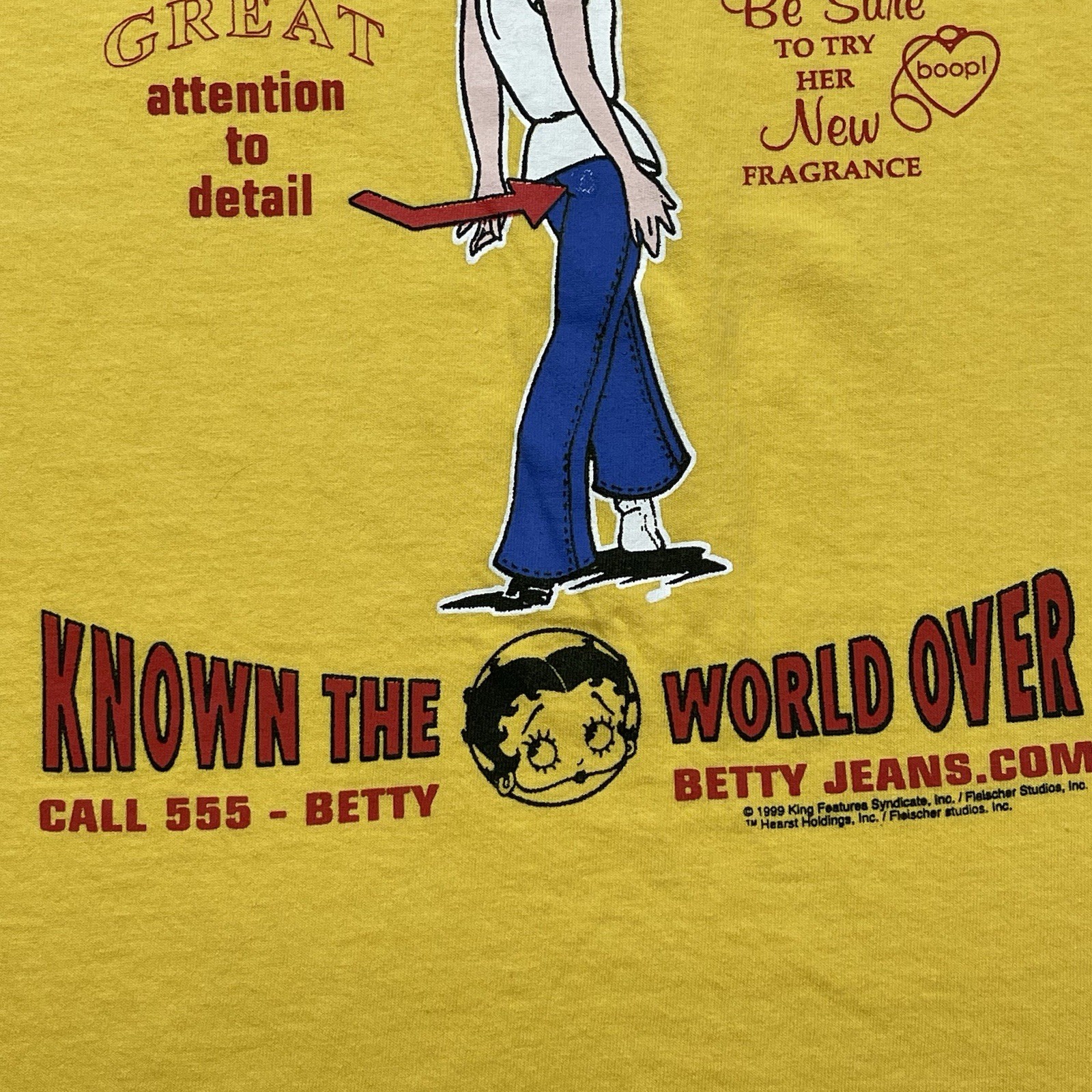 Vintage 1999 Betty Boop Betty Brand Graphic T-Shirt Yellow Medium 90s Y2K Cotton