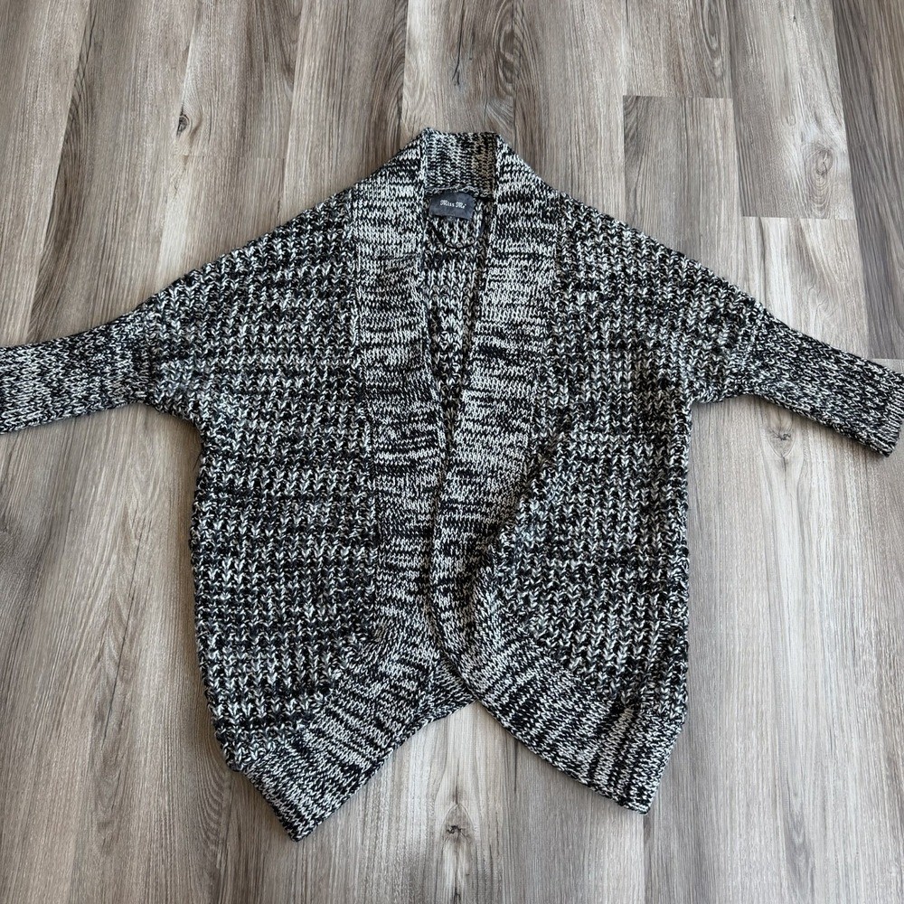 Y2K Miss Me Gray Chunky Knit Cardigan S Dolman Batwing Sleeve Heavy 2000s Indie
