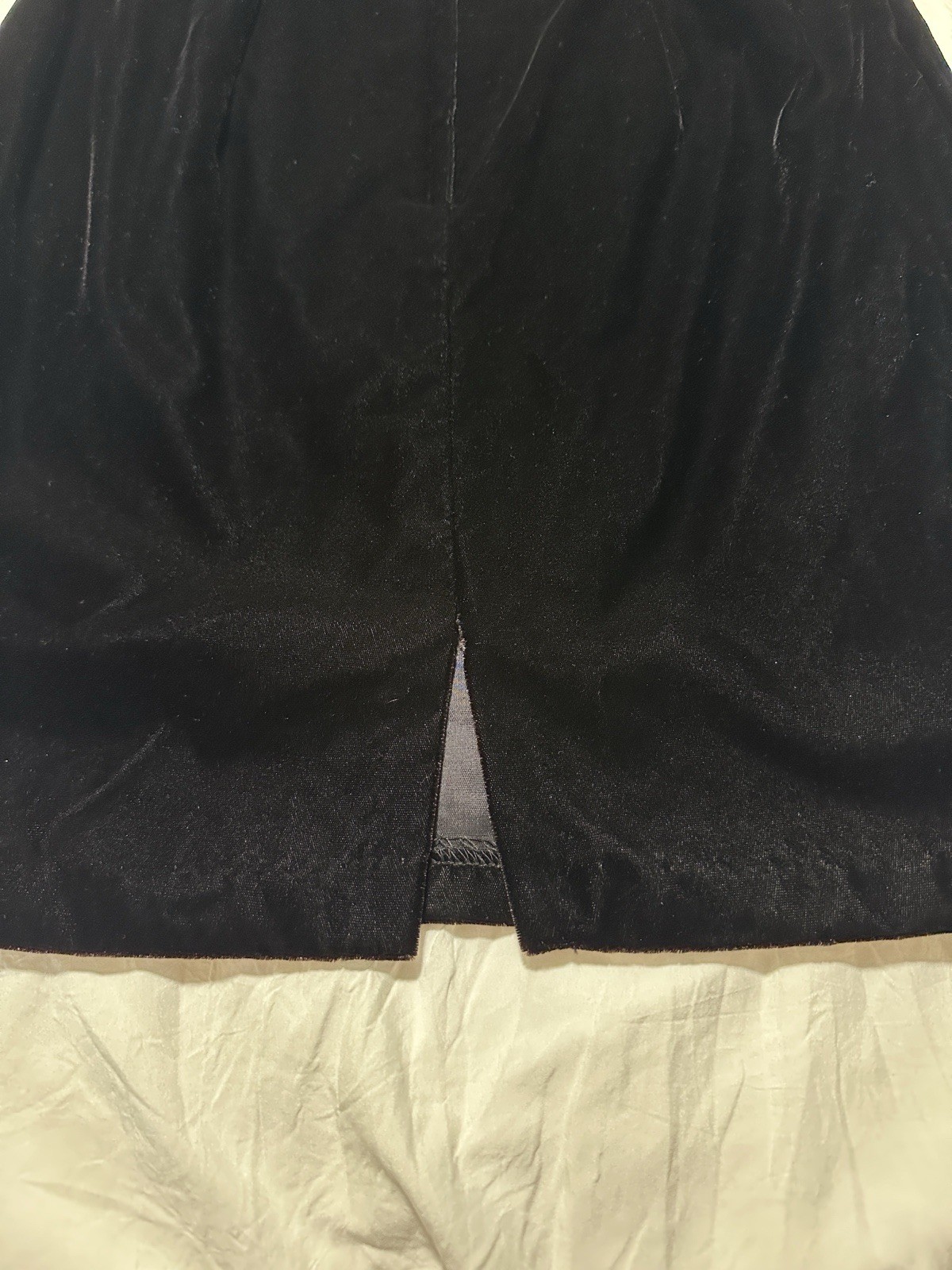 Vintage 90s Jessica McClintock Black Velvet Halter Dress Pearl Choker – 9/10