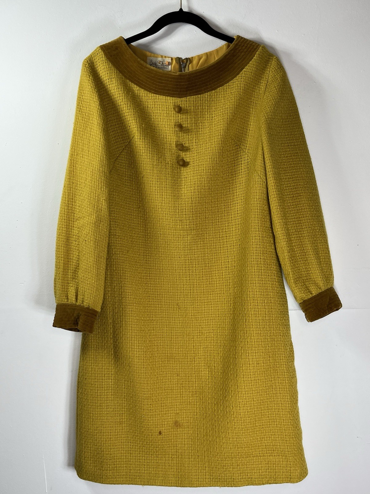 Vintage 60s Mustard Burt Stanley Mod VTG Betty Draper Mad Men Dress