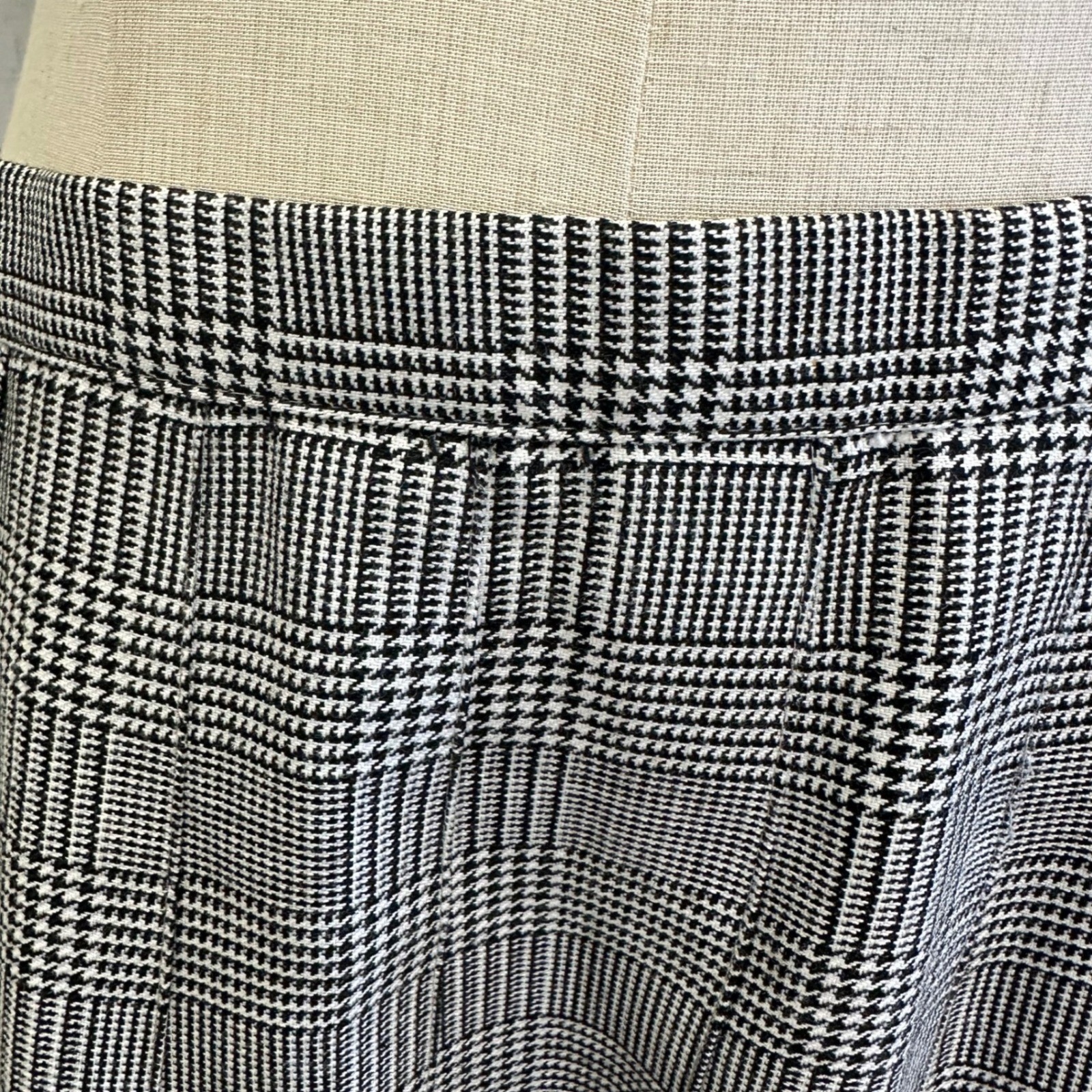 Briggs New York Vintage Glen Plaid Houndstooth Pleated Skirt Black White Size 14