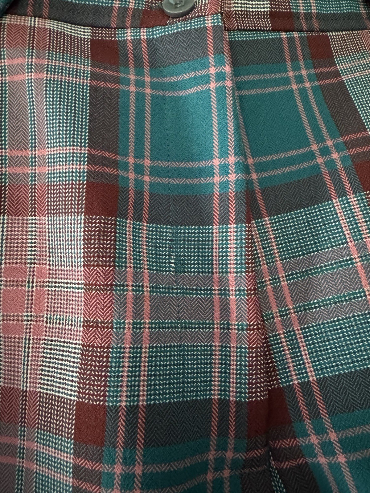 Vintage 1970s K-Mart Women’s Plaid Pleated Wide-Leg Pants Pockets Size 18