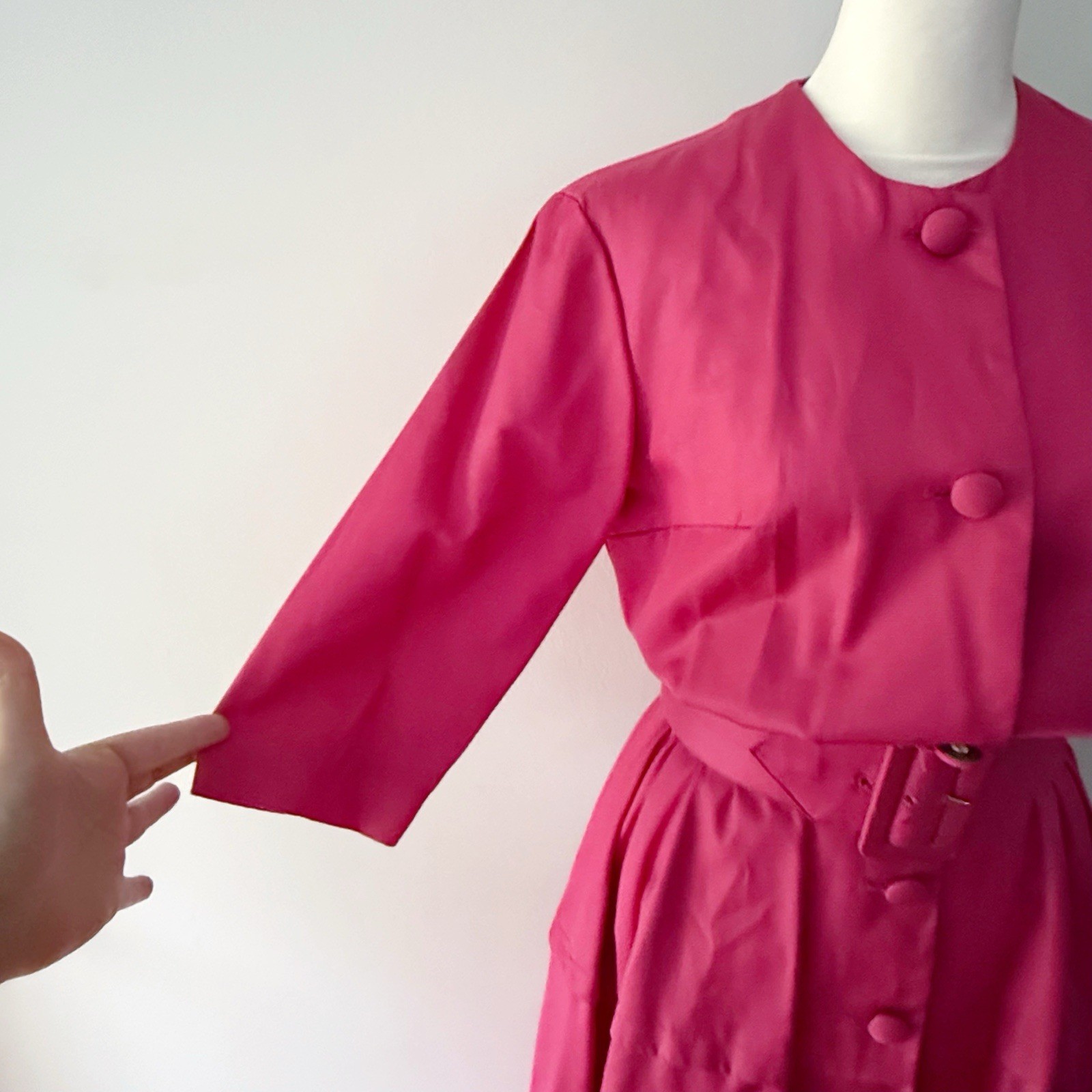 Vintage Women 60s 70s Belted Button Down Midi Shirt Dress Office Retro Classy