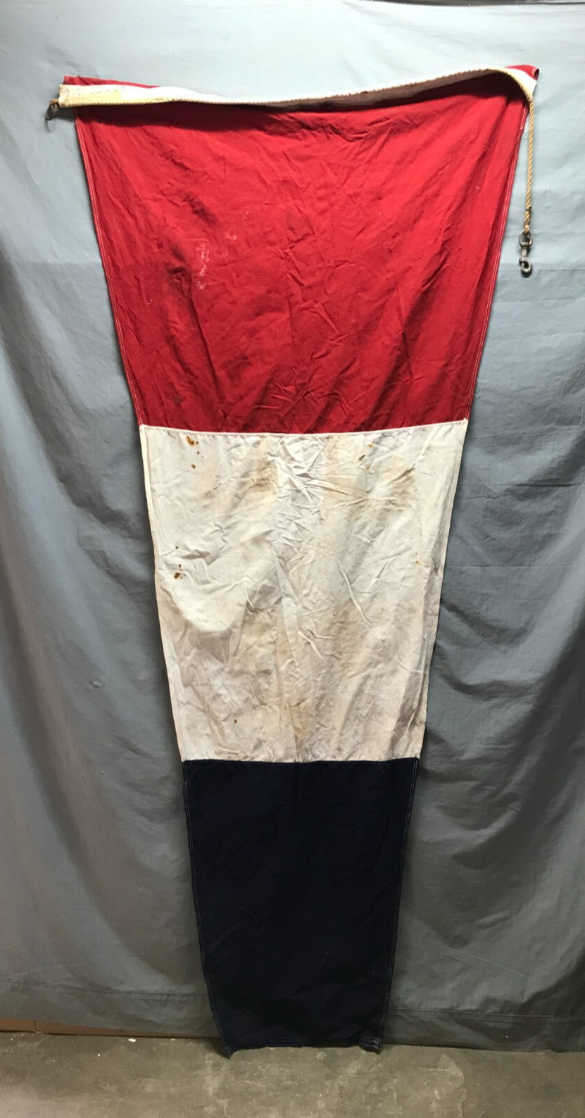 Vintage 90″ 1930s Red White & Blue Nautical Sailboat Old Flag 698-25B