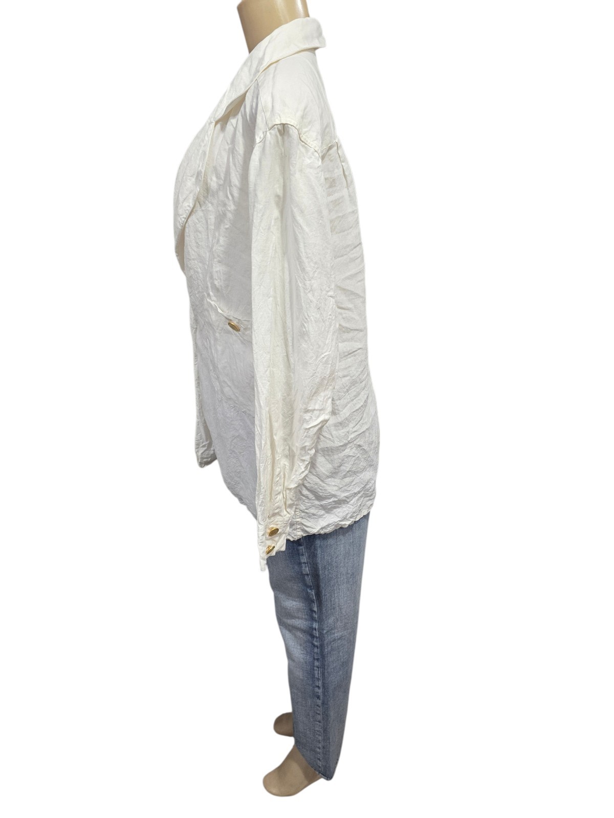 Carlisle 100% Linen Button Up Shirt Size 12 White Long Sleeve